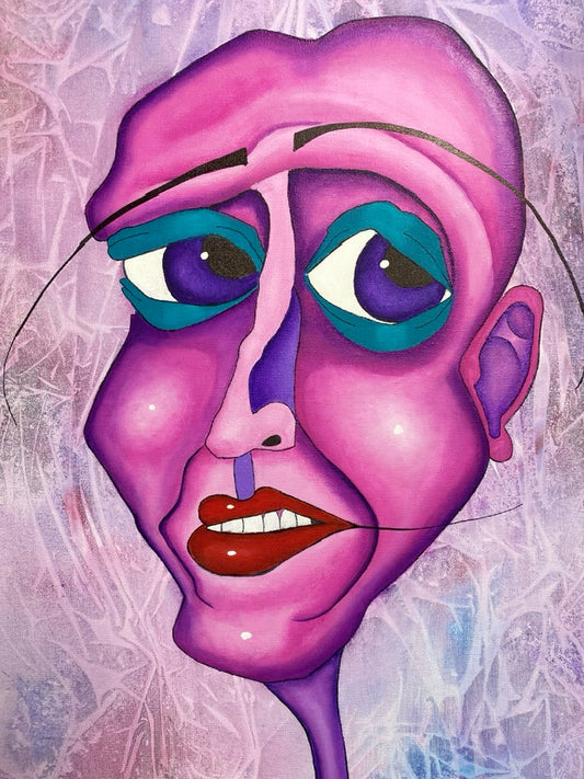 abstract pink face 18x24 acrylic